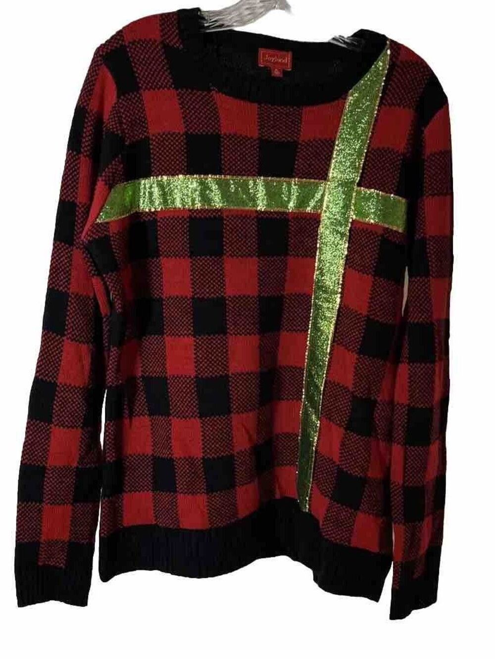 Joyland Women’s Present Christmas Sweater Size XL Buffalo Plaid Pattern Holiday